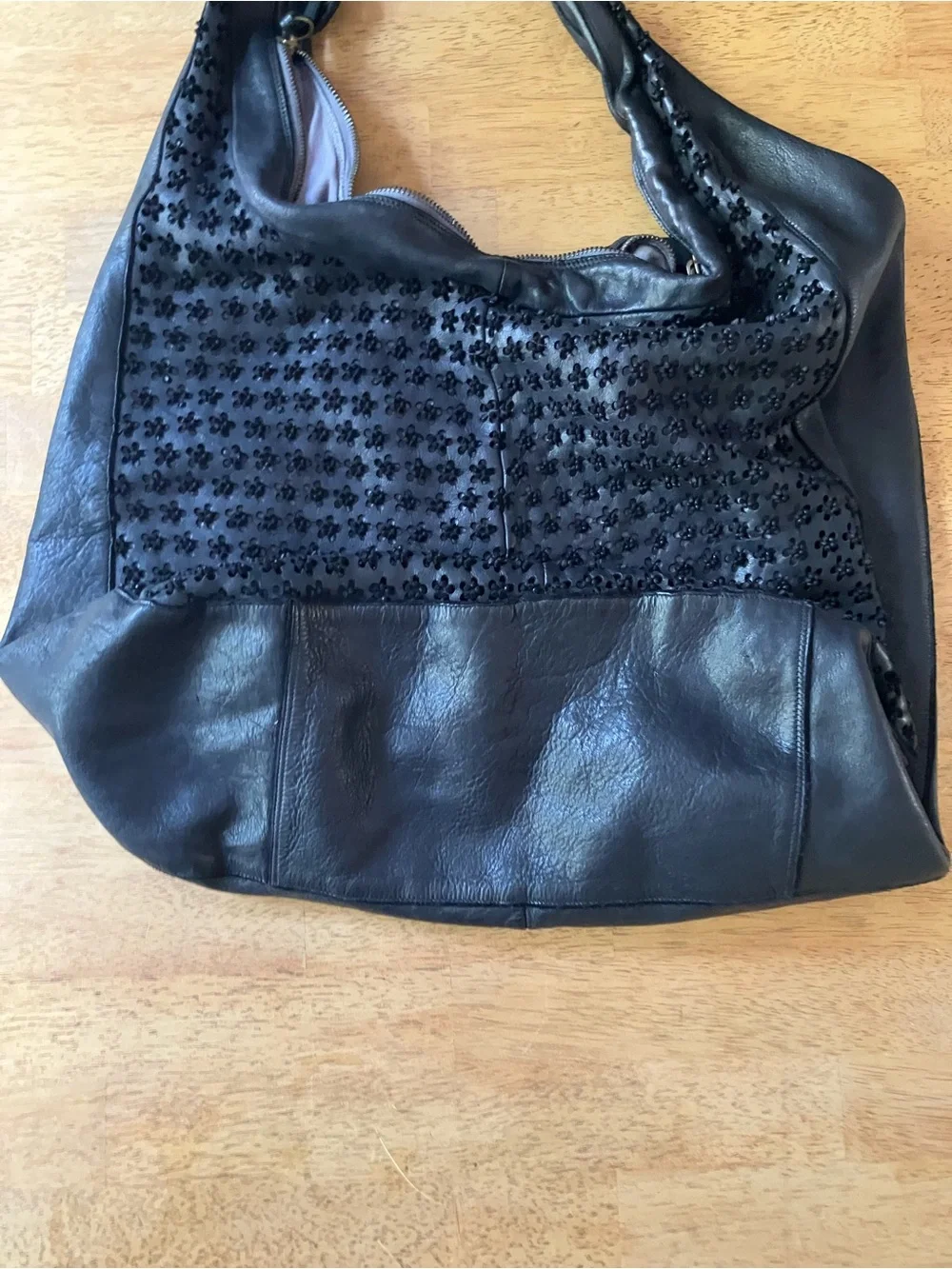 Errelleventidue Leather Floral Hobo Bag